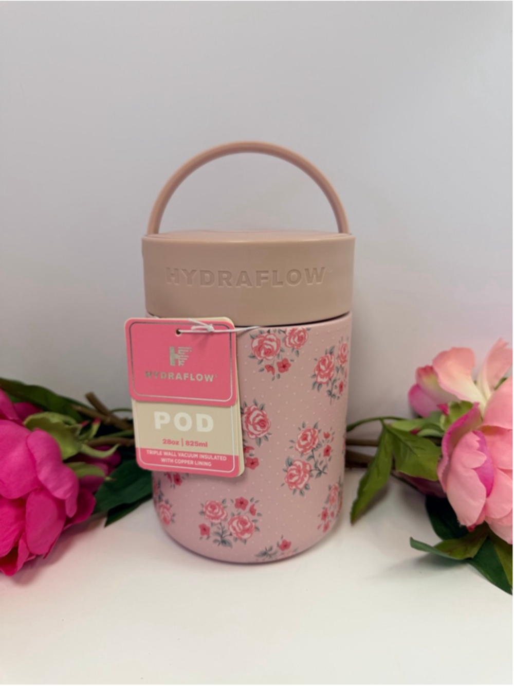 Hydraflow 28oz Insulated Food Jar Pod Pink Floral NWT